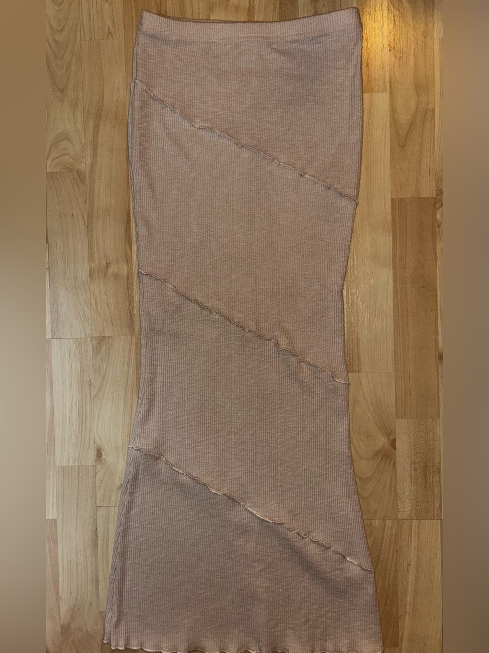 Princess Polly Ribbed Maxi Skirt in Dusty Pink